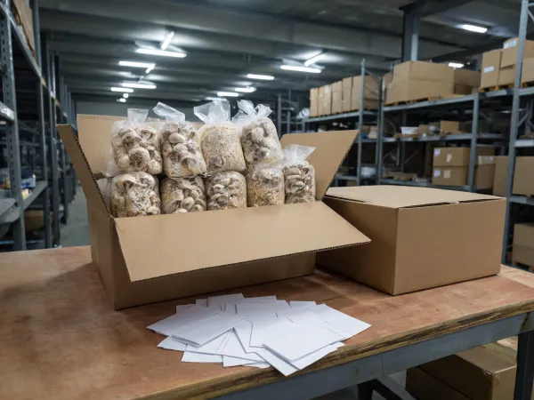 Bagged substrate cartons prepared for distributor inspection