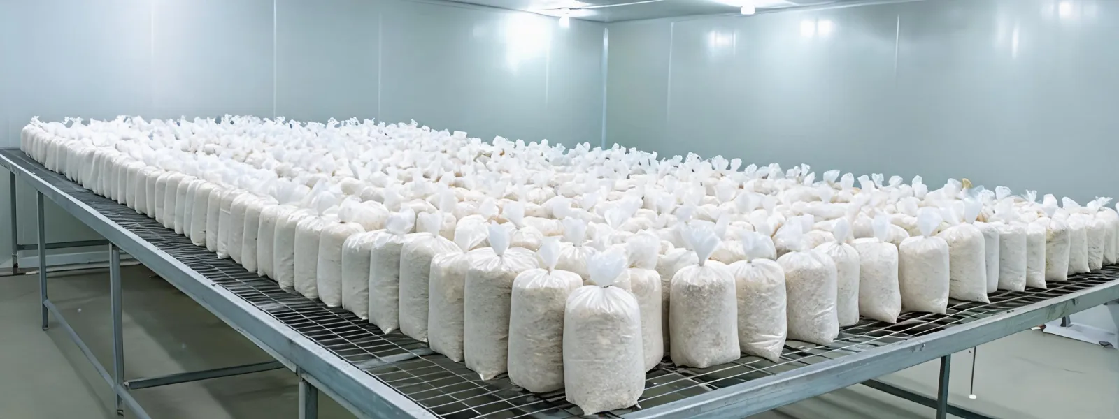 Mushroom cultivation bench prepared for a procurement brief
