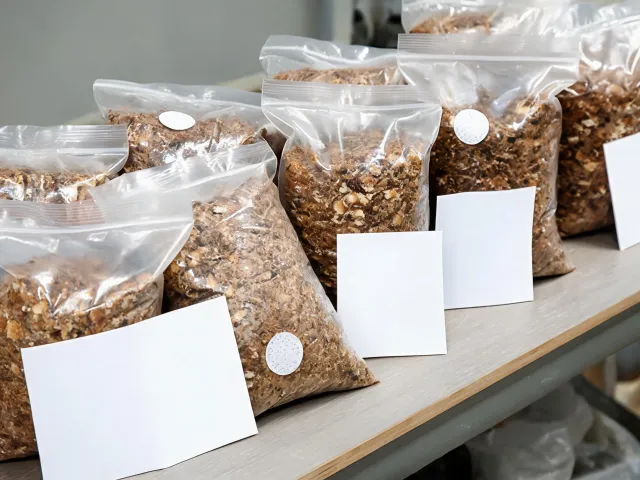 Substrate bag label and packing review