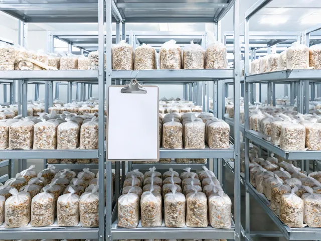 Organized mushroom cultivation storage and monitoring notes